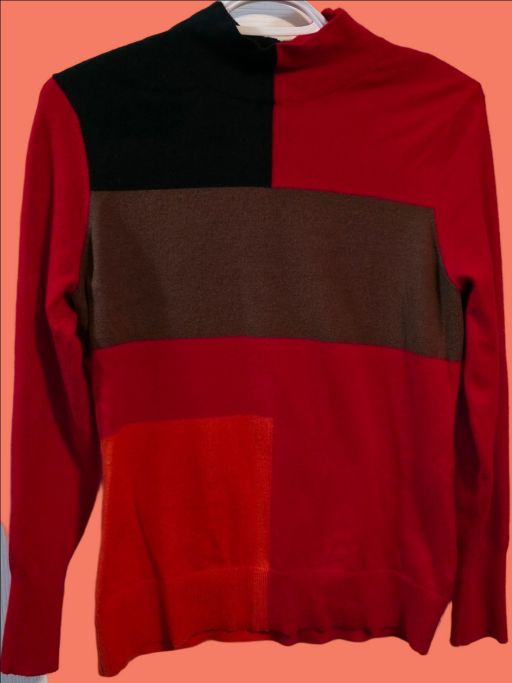 4/$67 Deal! Alison Sheri Colorblock Crewneck Sweater in Red & Black